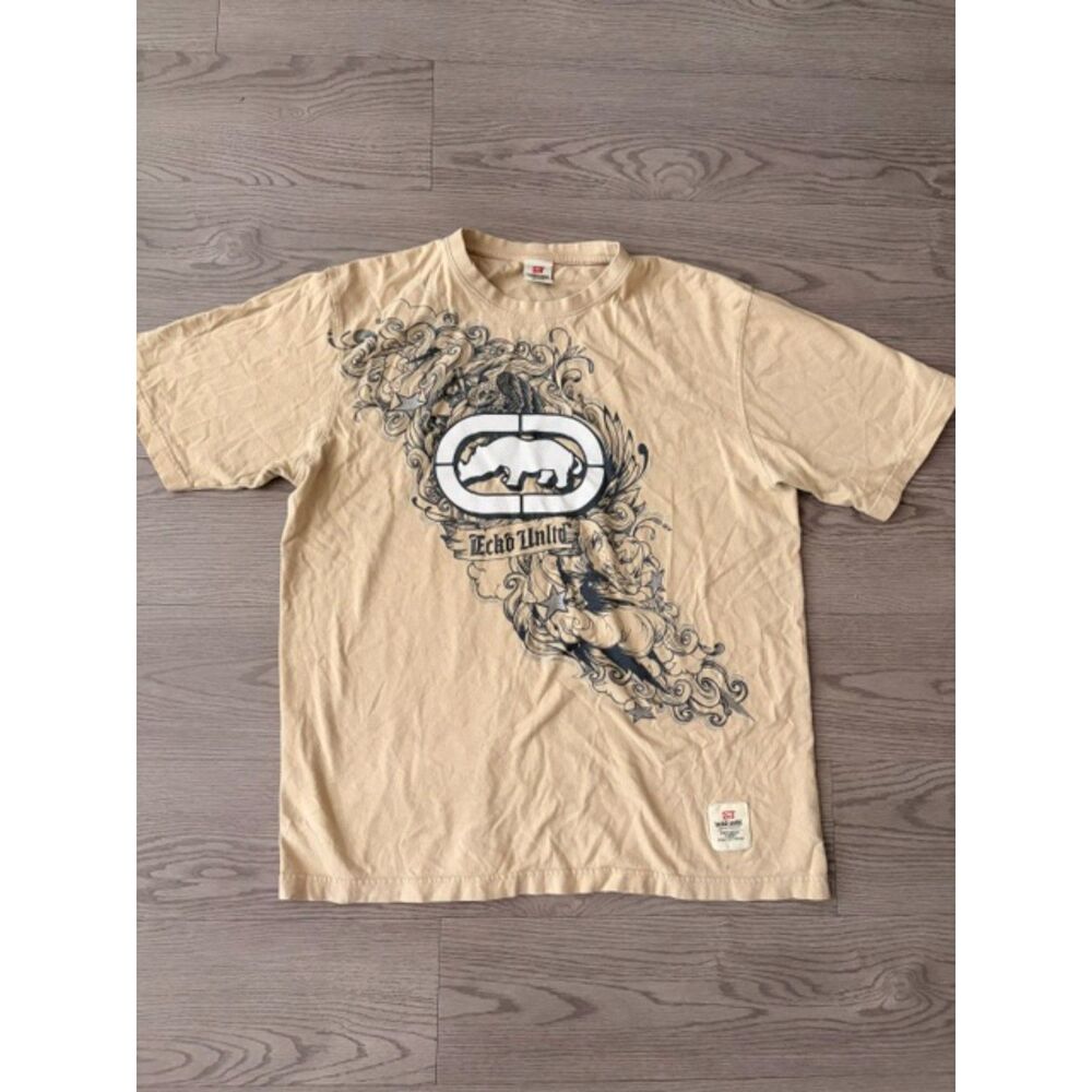 90's Y2K Ecko Unltd T-Shirt Cream - Size Mens M
